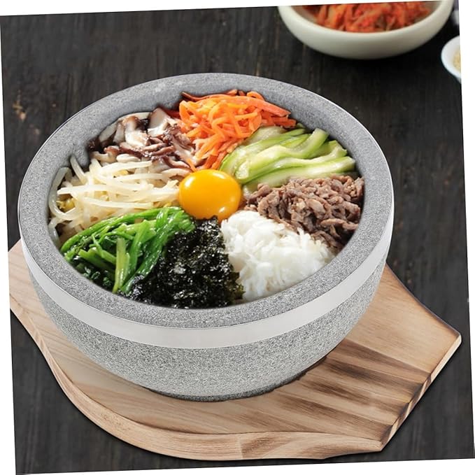 Unomor Korean Stone Pot for Bibimbap Cooking Pot Natural Stone Bowl for Stew and Soup Dolsot Design for Household Use Elegant and Functional Cookware