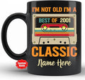 PREZZY I'm Not Old I'm a Classic Best of 2001 22nd Birthday Gifts Vintage Cassette Tapes Collection Coffee Mug 22 Year Old Birthday Decorations for Men Women Dad Mom Personalized Mug 11oz 15oz Black