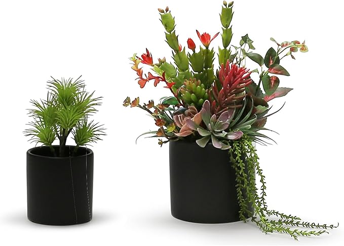 WGVI Matte Black Ceramic Cylinder Vase Width 6.5" Height 6", Flower Arrangements, Candle Holder, Terrarium Planter Pot, Storage Container Organizer, Pen Brush Holder, Table top Decor, 1 Piece
