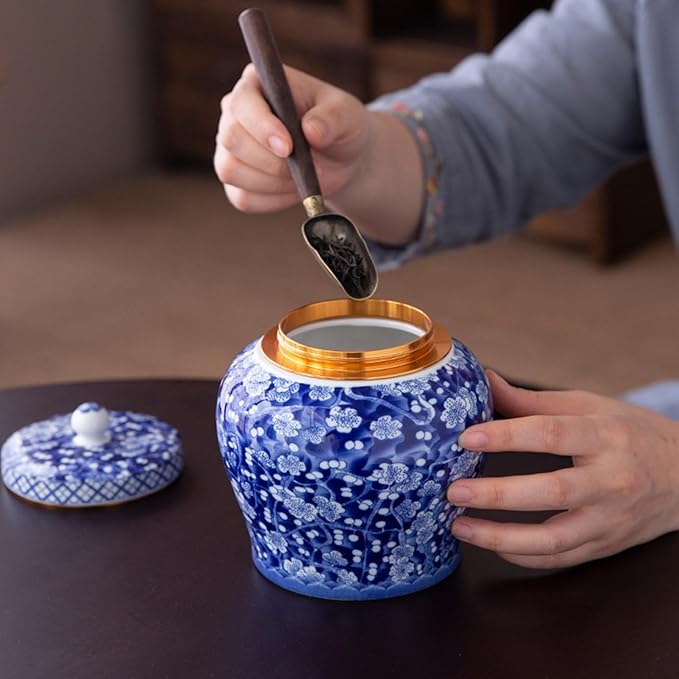 Ceramic Jar with Lid - Airtight Kitchen Canisters for Coffee and Tea Storage - Decorative Ceramic Canister (blue)