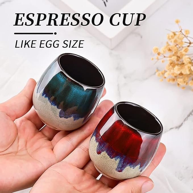3 oz Ceramic Mini Espresso Cups Set of 4, Espresso Mugs, Porcelain Coffee Mugs Demitasse Cups, Modern Style Handless, Microwave Dishwasher Safe (Morandi Color)