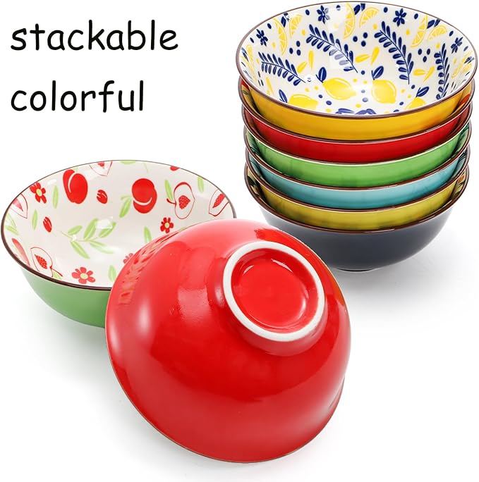 Cedilis 12 Pack Small Ceramic Bowls, 10 Fl-oz Porcelain Dessert Bowls, Assorted Colorful Ice Cream Bowl, Decorative Bowl Set for Dip, Condiments, Side Dishes, Soup, Snack, Yogurt, Appetizer, Rice