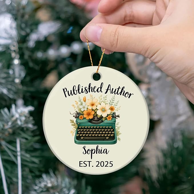 SODAVA Personalized Published Author Xmas Ornament, Future Bestselling Author Ceramic Ornament, Gift for Writers, Poets, and Book Lovers