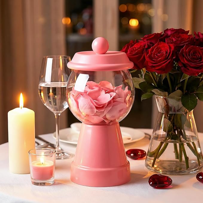 Thyle 27 oz Plastic Candy Jar with Lid Ceramic Candy Jar Food Storage Container for Easter Wedding Party Centerpieces DIY Gifts Game Table Ornament Holder Treats(Baby Pink)