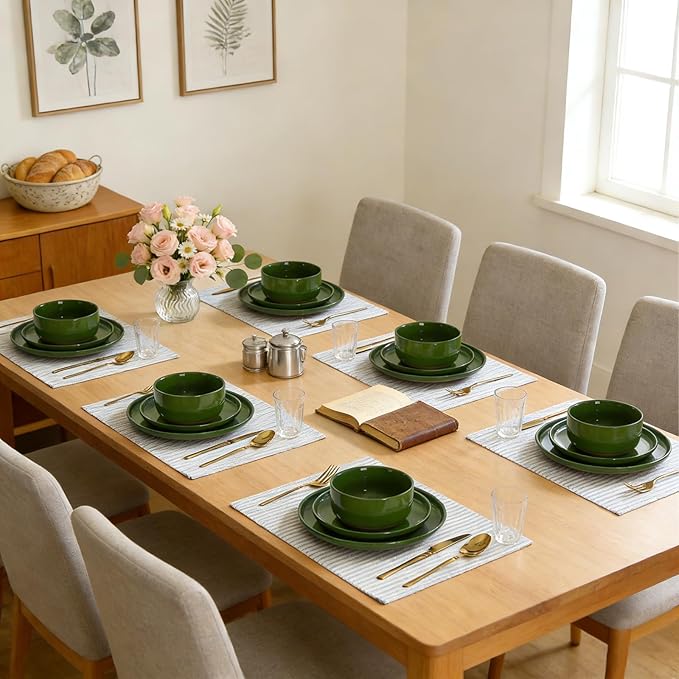 GZG Ceramic Dinner Salad Plates Set of 4, 8 Inch Speckled Dinnerware Dessert Plates with Clay-Tone Base, Microwave Oven Dishwasher Safe