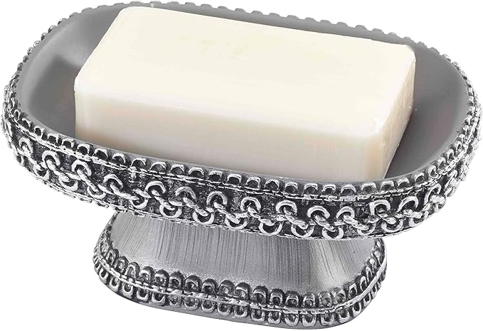Avanti Linens - Accessory Set, Resin Tumbler, Toothbrush Holder, Soap Dish & Lotion Pump, Durable Bath Decor (Braided Medallion Collection, Granite)