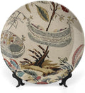 Moore Manor Antique Chinoiserie Vintage Plates, Chinoiserie Asian Village Customize Chinese Plates for Festival Wall Home Decor, with 1 Display Stand Art Decor for Art Decoration Housewarming Gifts