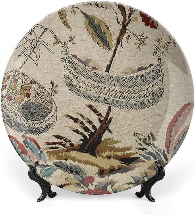 Moore Manor Antique Chinoiserie Vintage Plates, Chinoiserie Asian Village Customize Chinese Plates for Festival Wall Home Decor, with 1 Display Stand Art Decor for Art Decoration Housewarming Gifts