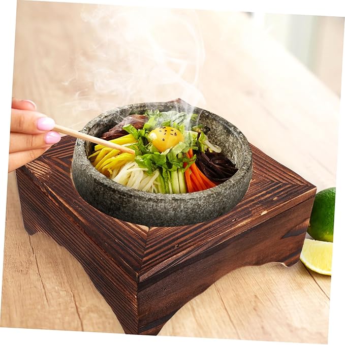 Wooden Pot Holder for Korean Bibimbap and Casseroles Heat-resistant Non-slip Design Elegant Wood Stand with Inner Diameter for Kitchen Use