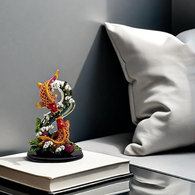 Chinese Feng Shui Fish Statue Sculpture Frgurine Good Lucky Gift for FengShui Lover Desktop Display Decorative Decoration