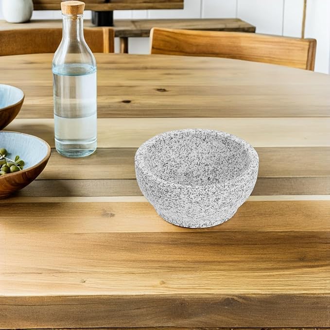PATKAW Korean Stone Pot Granite Bowl for Bibimbap and Stew, 14pcs Set Natural Cooking Stone Bowls for Rice and Soup, Suitable for Restaurants and Home Use