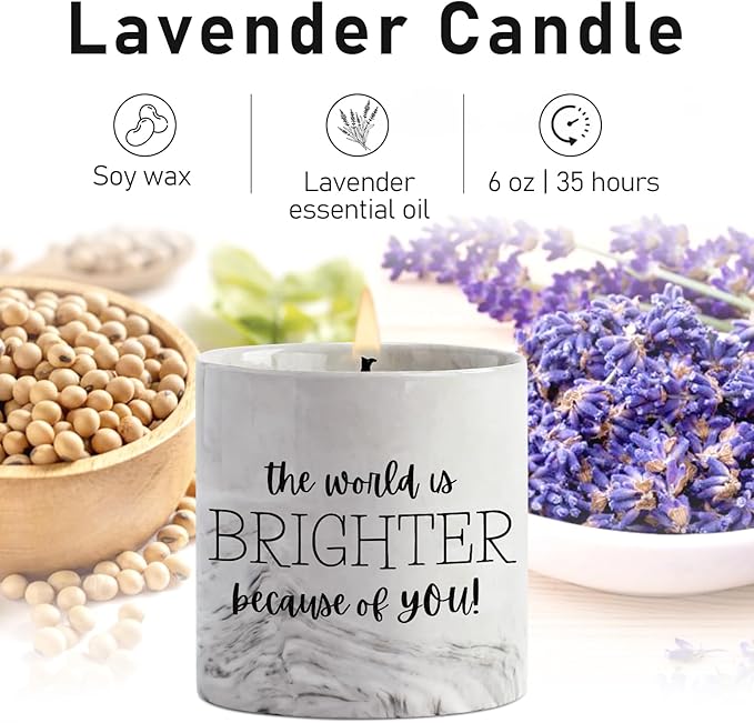 FreeJac Friendship Candle Gifts - Thank You Gift for Women, Mom, Teacher, Sister - Best Friend BFF Birthday Gifts Inspirational Lavender Candle Jar 6 Oz