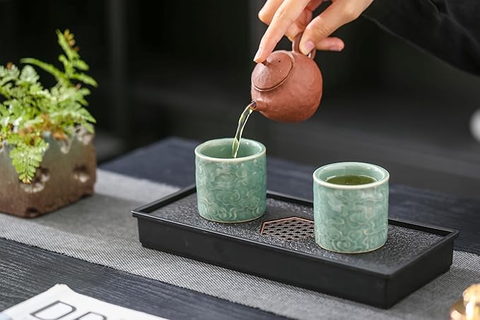 Ceramic Espresso Cups Set of 2 or 4-3oz Demitasse Cups for Coffee & Tea, No Handles, Durable & Dishwasher Safe ((green, 4)
