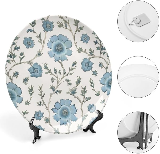 Blue And White Mughal Flower Plates Ceramic for Display Wedding Home Supplies Housewarming Gifts Table Holiday Party Decorations Customize Gifts for Men Women Thanksgiving, 6", 7", 9", 10"