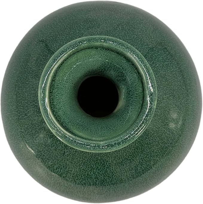 Galt International Green Reactive Glazed Decorative Ceramic Vase, 11 Inch, Green Monochrome, Modern Home Decor