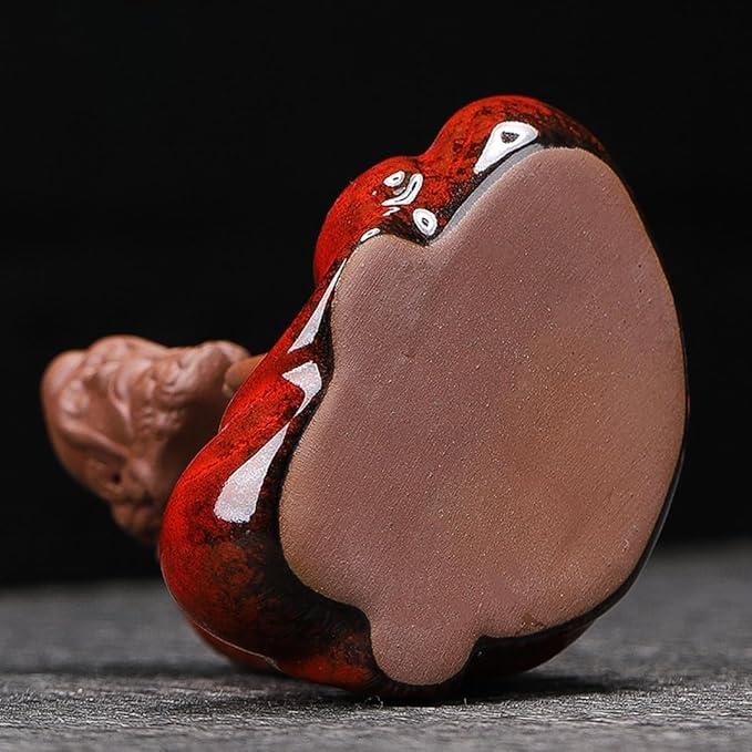Purple Sand Bodhidharma Statue 7 cm Zen Bodhidharma Buddha Statue Meditation Ceramic Sculpture Home Tea Room Desktop Decoration Ornaments (red)
