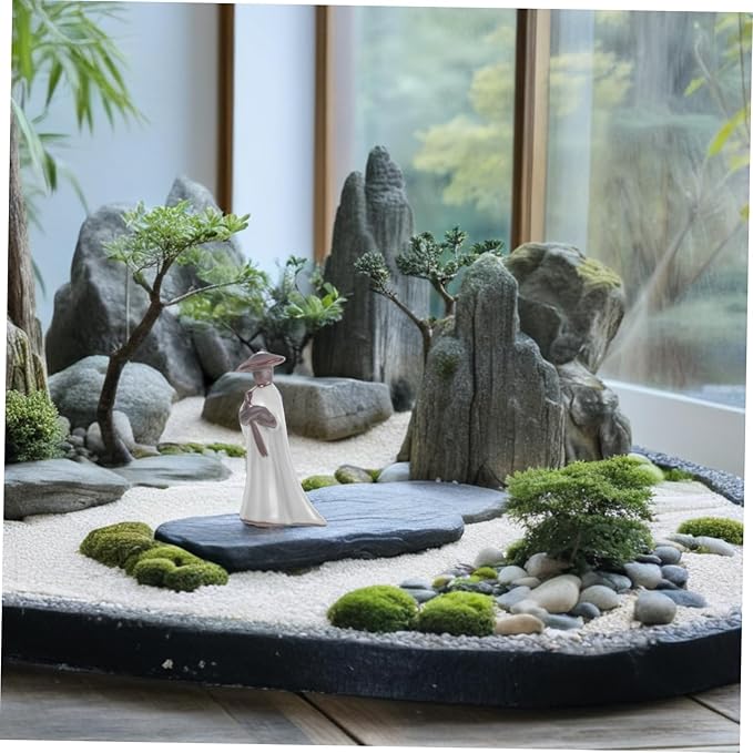 UPKOCH Samurai Decor Monk Statue for Japanese Garden Home Decor Asian Style Ceramic Sculpture for Living Space Enhancement