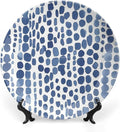 Fashion Plates Blue And White Polka Dots Personalized Decor for Housewarming Gifts Office Household Kitchen Chinese Plates 1 Plate with 1 Display Stand, Multi Sizes by Choosing, Gifts for Men Women