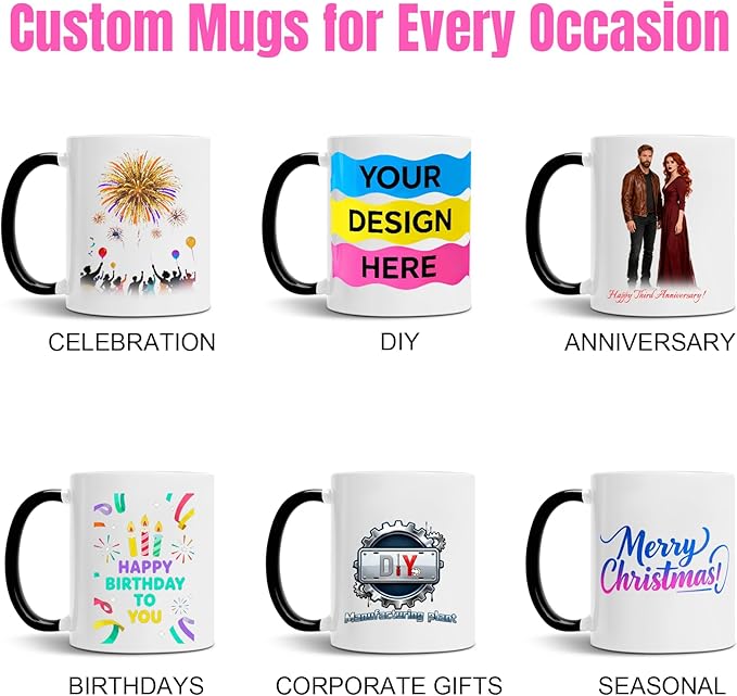 Custom Magic Coffee Mug Heat Sensitive Color Changing Personalized Text, Photo, Logo Ceramic Mugs - Customized Cups Funny Idea Gifts For Christmas, Birthday, Dad, Mom, Women & Men 11oz Tea Cup (Black)