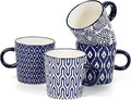 Selamica Ceramic Espresso Cups Set of 4, 5 Oz Espresso Mugs Porcelain Cappuccino Cups, Demitasse Cups for Coffee Latte Lungo Tea, Vintage Blue