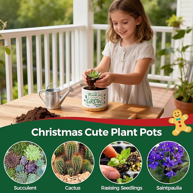 T4U Thank You for Helping Me Grow, 1 Pack Thank You for Helping Me Grow Gift for Teacher, Mini Succulent Pots for Plant Lovers,Thanksgiving Teacher Gift, Small Cactus (3.5 Inch)