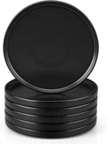 Herogo 7.9 Inch Dinner Plates Set of 6, Small Stoneware Dessert Plate Set, Microwave Safe Ceramic Dinnerware for Home Serving, Oven & Dishwasher Safe, Matte Black