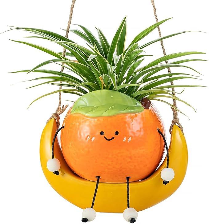 Gardening Plant Gifts for Women: Cute Hanging Planter Gift for Plant Lovers Mother - Smiley Face Small Plant Pot for Succulent Flower Cactus Spider
