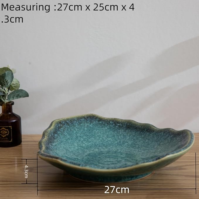 10'' Large Decorative Bowl - Ceramic Decorative Dish for Kitchen Counter, Key Bowl for Entryway Table, Modern Centerpiece Decor Dish for Home Decor Accents, .(10“GREEN)