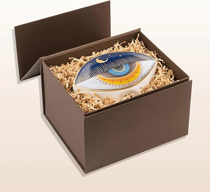 KARMA AND LUCK Evil Eye Heart Ceramic Statue – A Handmade Symbol of Love and Protection (Size: 20 x 12 x 13.5 cm) Crafted in Southeast Asia (Nocturnal Peace)