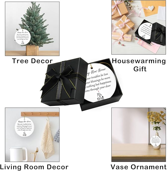 Housewarming Gifts New Home Ornament 2025 with Gift Box Round Ceramic, New Home Gift Ideas for Decor, Housewarming Gifts Couple, Fashion Housewarming Gifts,New Home Gifts for Women, Family