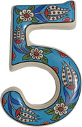 Large Ceramic Housewarming Sign Ceramic Address Plaque House Numbers Sign Door Personalized Coloured Decorative Hand Decoratede Housewarming Gifts Tulip Design 12 * 9 cm (Turquoise, 5)