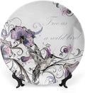 10 Inch Decorative Plate, Hummingbird Tableware Plate, Flowers Leaves Bird and Classic Print Ornament Display Plate for Dining Table Setting, Wedding Reception Decorations, Christmas Tablescape