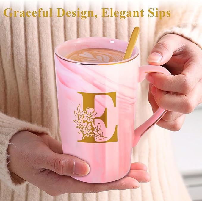 Personalized Ceramic Coffee Mug with Lid Tea Cup Best Female Friend Happy Birthday Gifts Ideal Close Women Bf Stuff Bestie Soul Sister Long Distance Personalized Unique Cute Christmas Xmas Present,E
