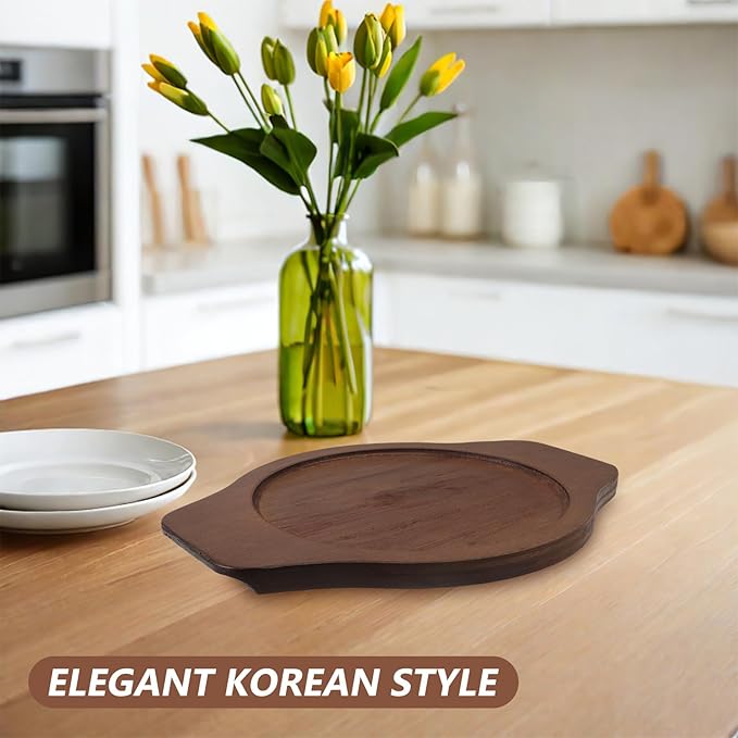 Korean Stone Bowl Wood Base: Anti-Scalding Pot Holder Base - Kitchen Counter Trivet Stone Bowl Mats for Bibimbap Casserole Pot Tableware Protection Kitchen for 8.35“