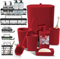 Clara Clark Bathroom Set - Christmas Bathroom Accessories Set, 11PC Bathroom Accessory Set, Christmas Bathroom Sets with Adhesive Corner Shower Caddy Hanging, Toilet Brush, Trash Can & Soap Dispenser