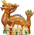 Handmade Ceramic Animal Statue Ceramic Zodiac Dragon Sculpture Asian Feng Shui Ornaments Symbolize Power and Nobility Tri-Color Yellow
