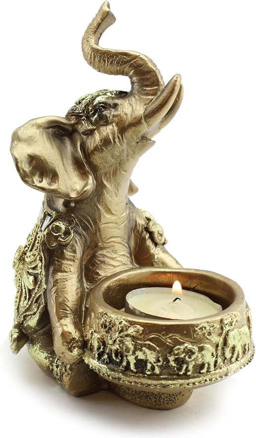We pay your sales tax Gold Thai Elephant Buddha Wraps Tea Light Candle Holder Lucky Figurine Home Decor Gift (G16629) Feng Shui Idea