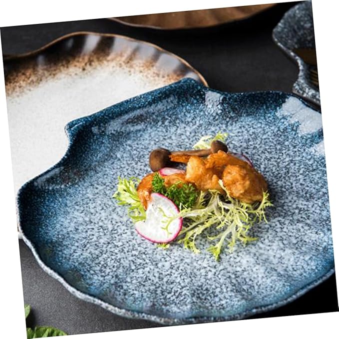 IMIKEYA Ceramic Plates for Shell Shape Dinner Plate Creative Porcelain for Salad Noodle Dish