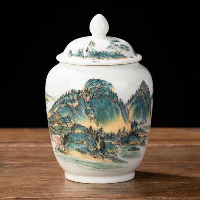 Ceramic Ginger Jar Asian Ginger Jar Decorative Chinoiserie Vase Porcelain Jars for Weddings Wedding Table Decoration, Landscape