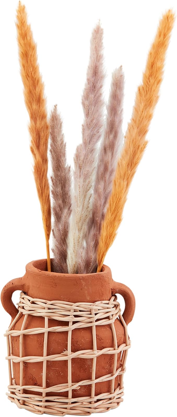 Mud Pie Small Terracotta Rattan Vase; 5 1/2" x 4 3/4" Dia