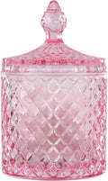rejomiik Qtip Holder Glass Apothecary Jars with Lid for Bathroom Canisters Dispenser Decor, Storage Organizer for Cotton Swabs, Balls, Pads, Floss Picks, Candy, Pink