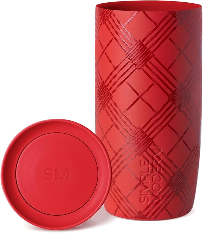 Simple Modern Voyager Signature | Christmas Travel Coffee Mug Tumbler with 360° Lid | Ceramic-Lined Insulated Stainless Steel Cup | Holiday Gifts for Women Men Her Him | 16oz | Holiday Flannel