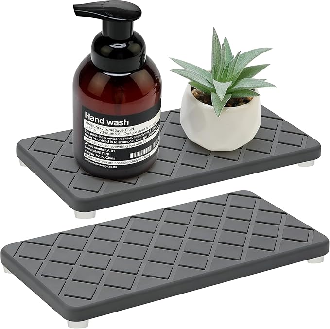 Water Absorbing Stone Drying Tray for Kitchen Counter Decor Bathroom Sink Organizer Soap Dish Dispenser Tray Diatomite Stone Fast Quick Drying Mat Bathroom Vanity Trays Sponge Holder Drink Coasters