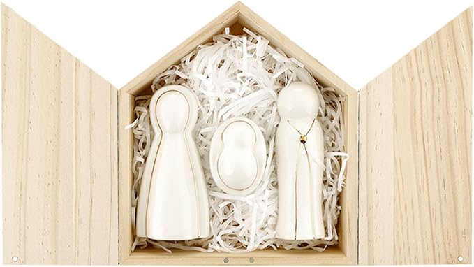 Santa Barbara Design Studio Christmas Figurines - Ceramic Holiday Figures in Keepsake Display Box, Set of 3, Holy Family
