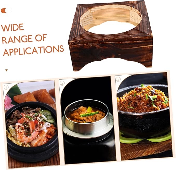 ABOOFAN Korean Stone Pot Stand Pot Rack Wooden Bowl Storage Stand Heat Resistant Easy to Use
