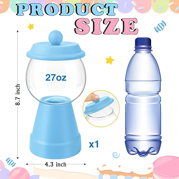 Thyle 27 oz Plastic Candy Jar with Lid Ceramic Candy Jar Food Storage Container for Easter Wedding Party Centerpieces DIY Gifts Game Table Ornament Holder Treats(Baby Blue)