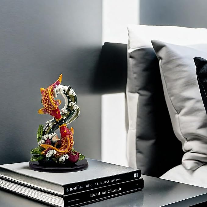 Chinese Feng Shui Fish Statue Sculpture Frgurine Good Lucky Gift for FengShui Lover Desktop Display Decorative Decoration