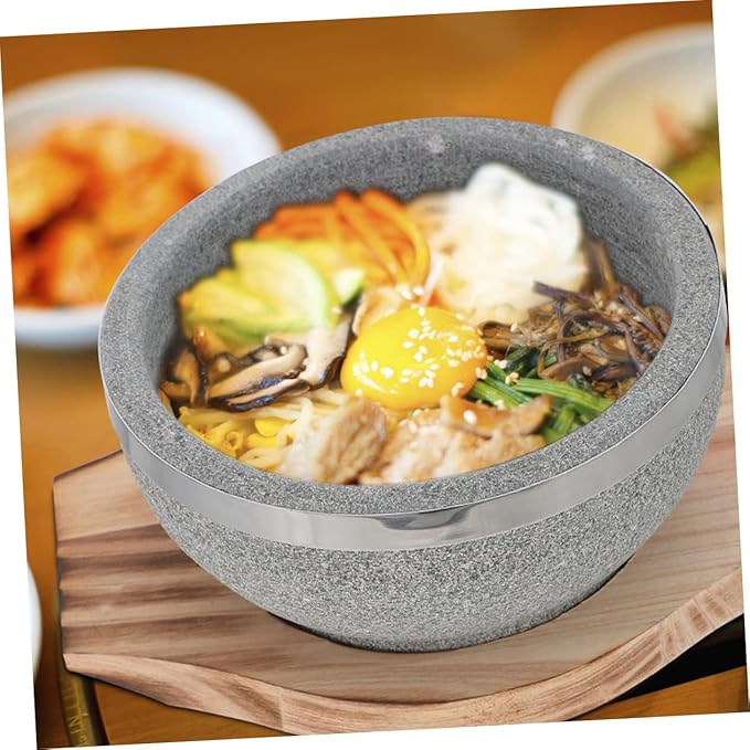 Unomor Korean Stone Pot for Bibimbap Cooking Pot Natural Stone Bowl for Stew and Soup Dolsot Design for Household Use Elegant and Functional Cookware