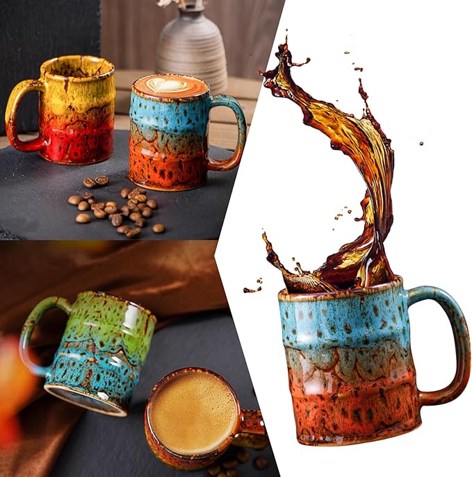 Handcrafted Ceramic Espresso Cups Set of 6, 5 oz - Kiln Glazed Small Coffee Cups for Espresso, Cortado, Mulled Wine & After-Dinner Drinks, Mini Demitasse Cup