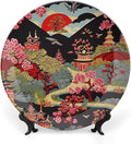 Decorative Plate Chinoiserie Charcoal Coral Pagoda Asian Customize Decor for Home Wedding Art Decoration Club Blue And White Plates with Vertical Stand, Multi Sizes by Choosing, Gifts for Men Women